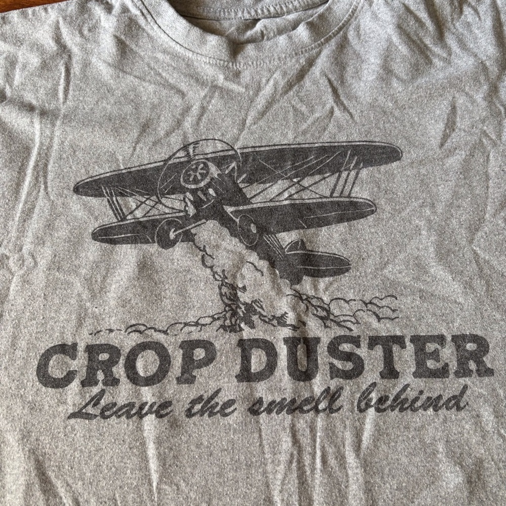 Gray 'Crop Duster' Graphic T-Shirt in size XL - Picture 2 of 3